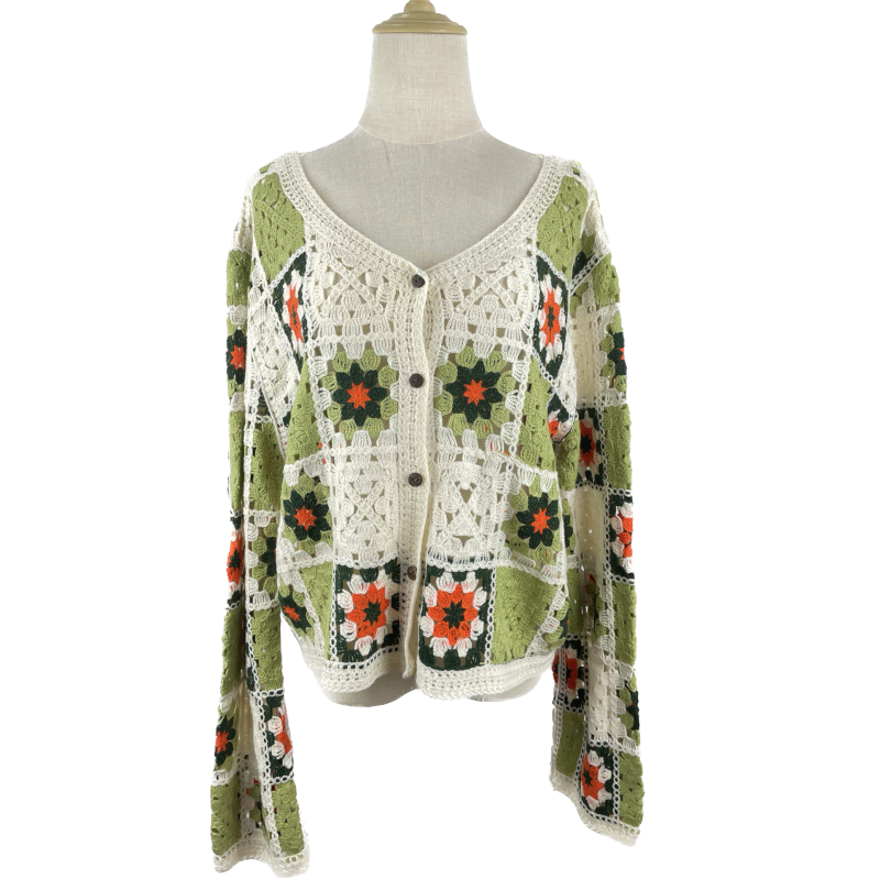 141347_Customized Patch Crochet Cardig