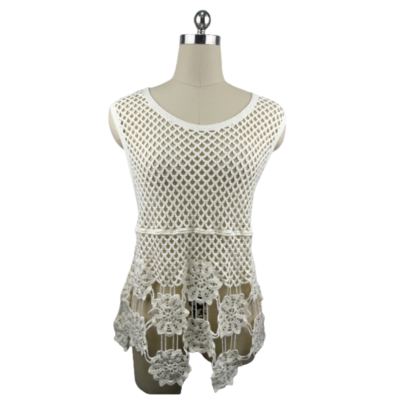 5507585_Sleeveless Hollow Fringed Croc